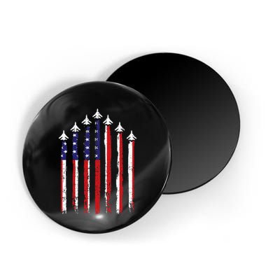 Retro Fighter Jet Airplane Usa Flag 4th Of July Magnet
