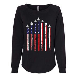 Retro Fighter Jet Airplane Usa Flag 4th Of July Womens California Wash Sweatshirt