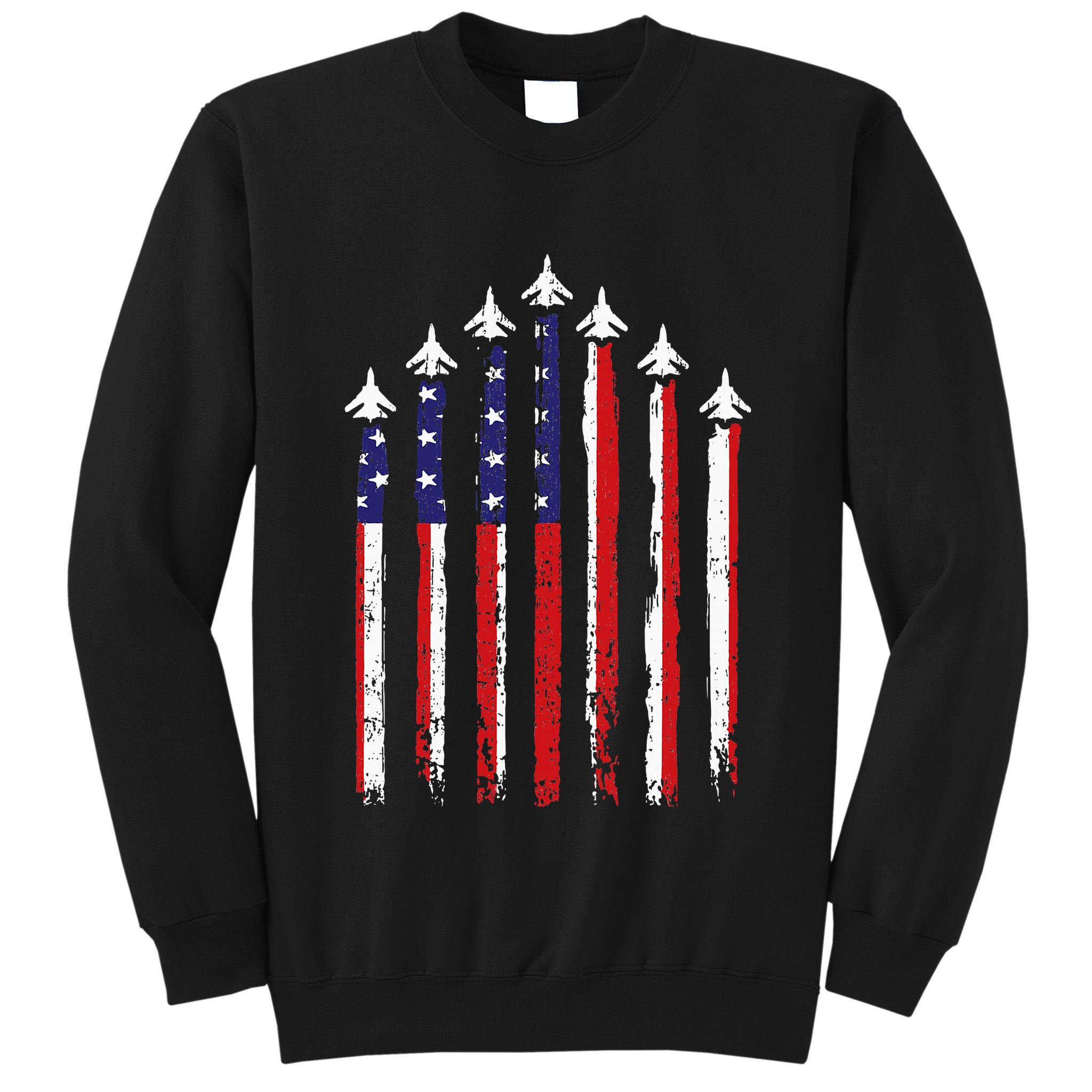 Retro Fighter Jet Airplane Usa Flag 4th Of July Tall Sweatshirt