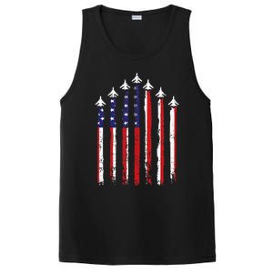 Retro Fighter Jet Airplane Usa Flag 4th Of July PosiCharge Competitor Tank