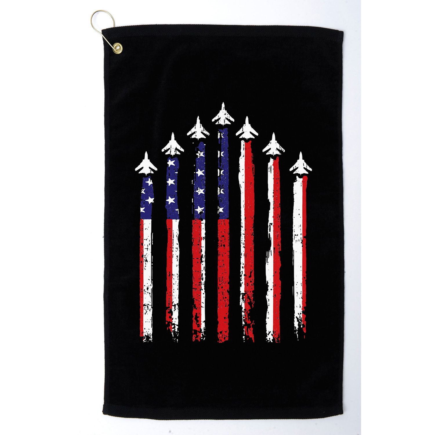 Retro Fighter Jet Airplane Usa Flag 4th Of July Golf Towel