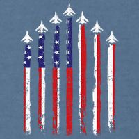 Retro Fighter Jet Airplane Usa Flag 4th Of July Garment-Dyed Sweatshirt