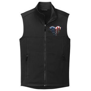 Retro Fighter Jet Airplane American Flag Heart 4th Of July Collective Smooth Fleece Vest