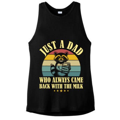Racoon Father Just A Dad Who Always Came Back With The Milk  Ladies PosiCharge Tri-Blend Wicking Tank