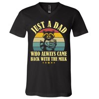 Racoon Father Just A Dad Who Always Came Back With The Milk  V-Neck T-Shirt