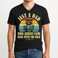 Racoon Father Just A Dad Who Always Came Back With The Milk  V-Neck T-Shirt