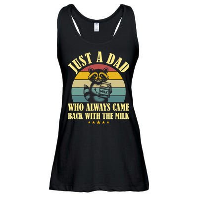 Racoon Father Just A Dad Who Always Came Back With The Milk  Ladies Essential Flowy Tank