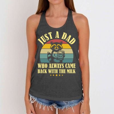 Racoon Father Just A Dad Who Always Came Back With The Milk  Women's Knotted Racerback Tank