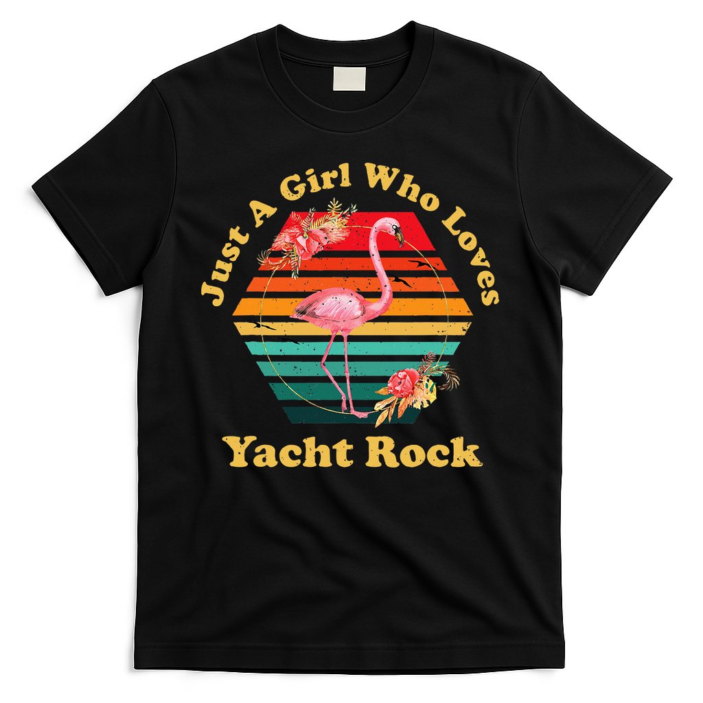 Retro Flamingo Just A Girl Who Loves Yacht Rock Vintage T-Shirt