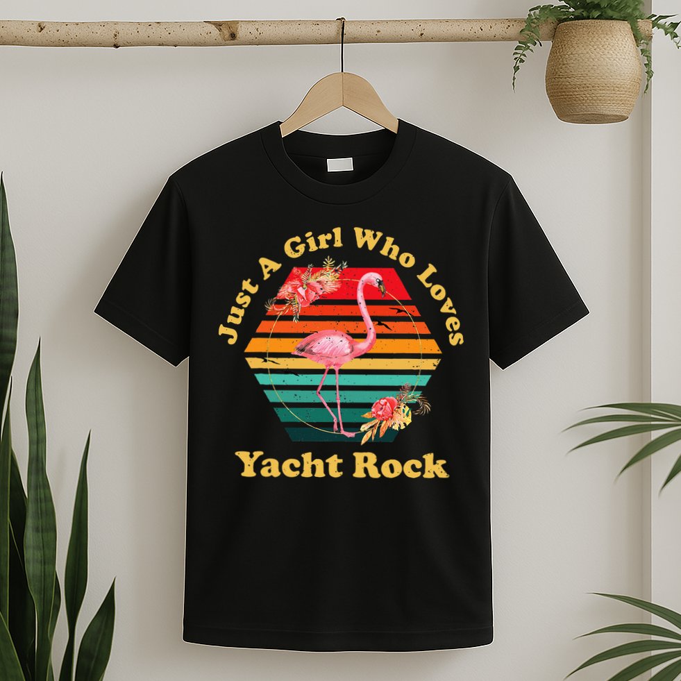 Retro Flamingo Just A Girl Who Loves Yacht Rock Vintage T-Shirt