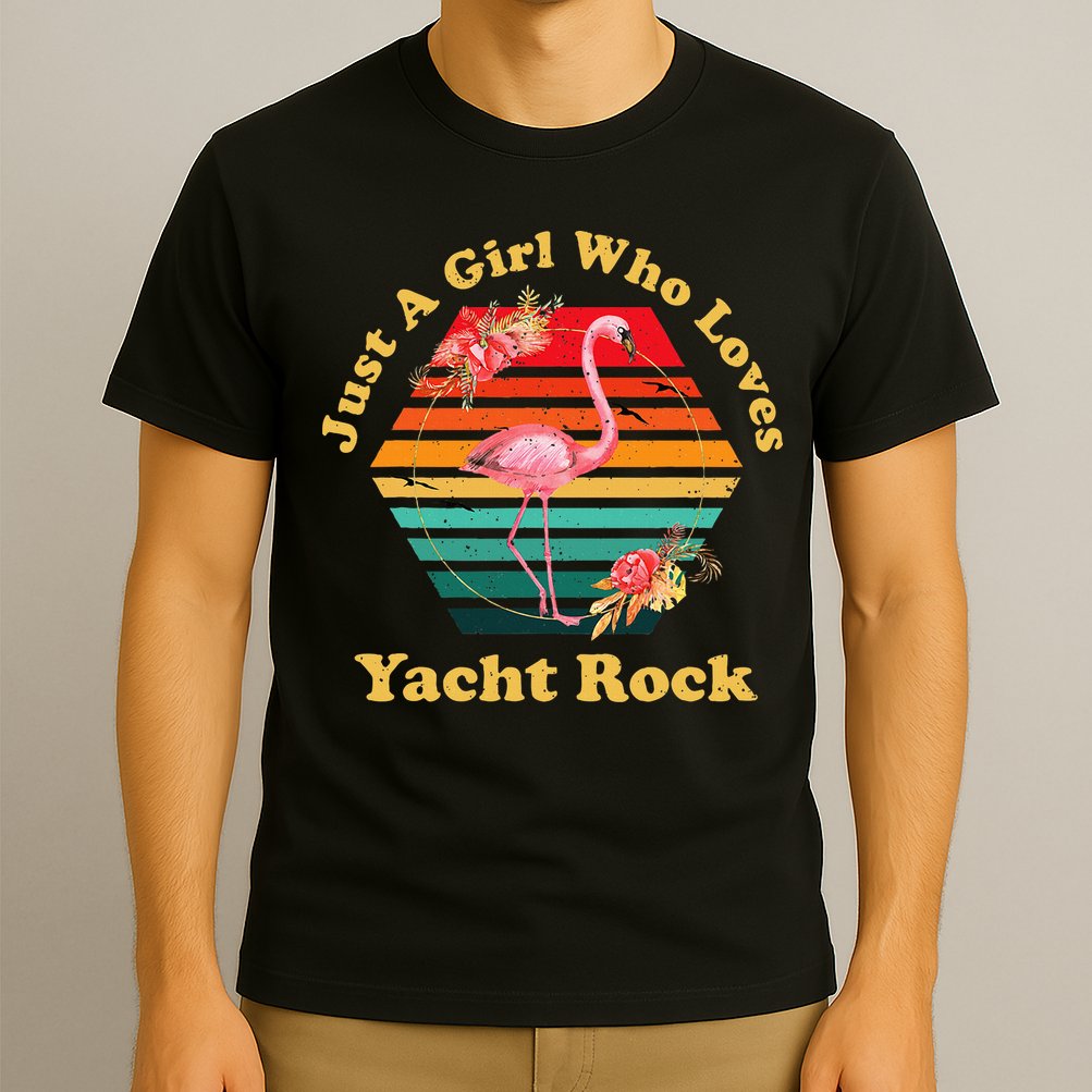 Retro Flamingo Just A Girl Who Loves Yacht Rock Vintage T-Shirt