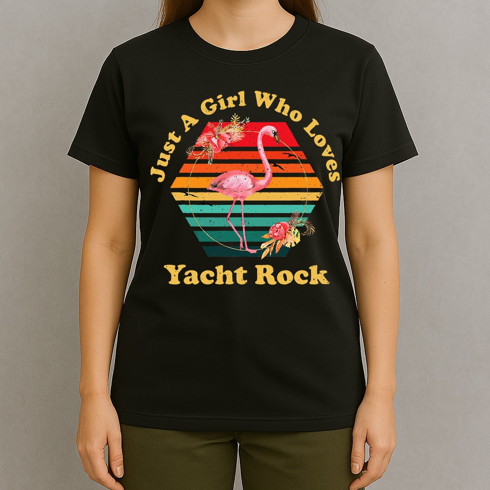 Retro Flamingo Just A Girl Who Loves Yacht Rock Vintage T-Shirt