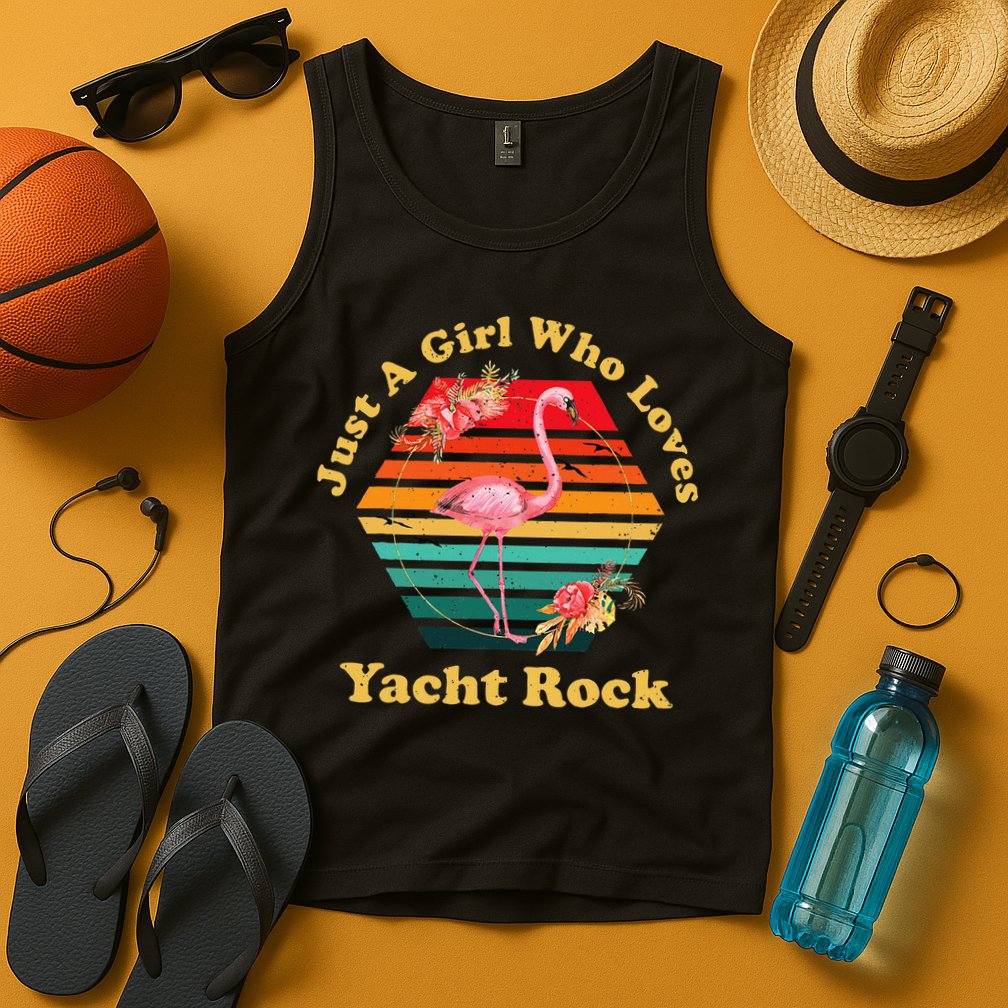 Retro Flamingo Just A Girl Who Loves Yacht Rock Vintage Tank Top