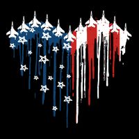 Retro Fighter Jet Airplane American Flag Heart 4th Of July Drawstring Bag