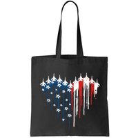 Retro Fighter Jet Airplane American Flag Heart 4th Of July Bag