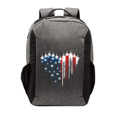 Retro Fighter Jet Airplane American Flag Heart 4th Of July Vector Backpack