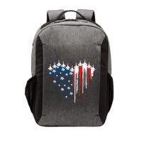 Retro Fighter Jet Airplane American Flag Heart 4th Of July Vector Backpack