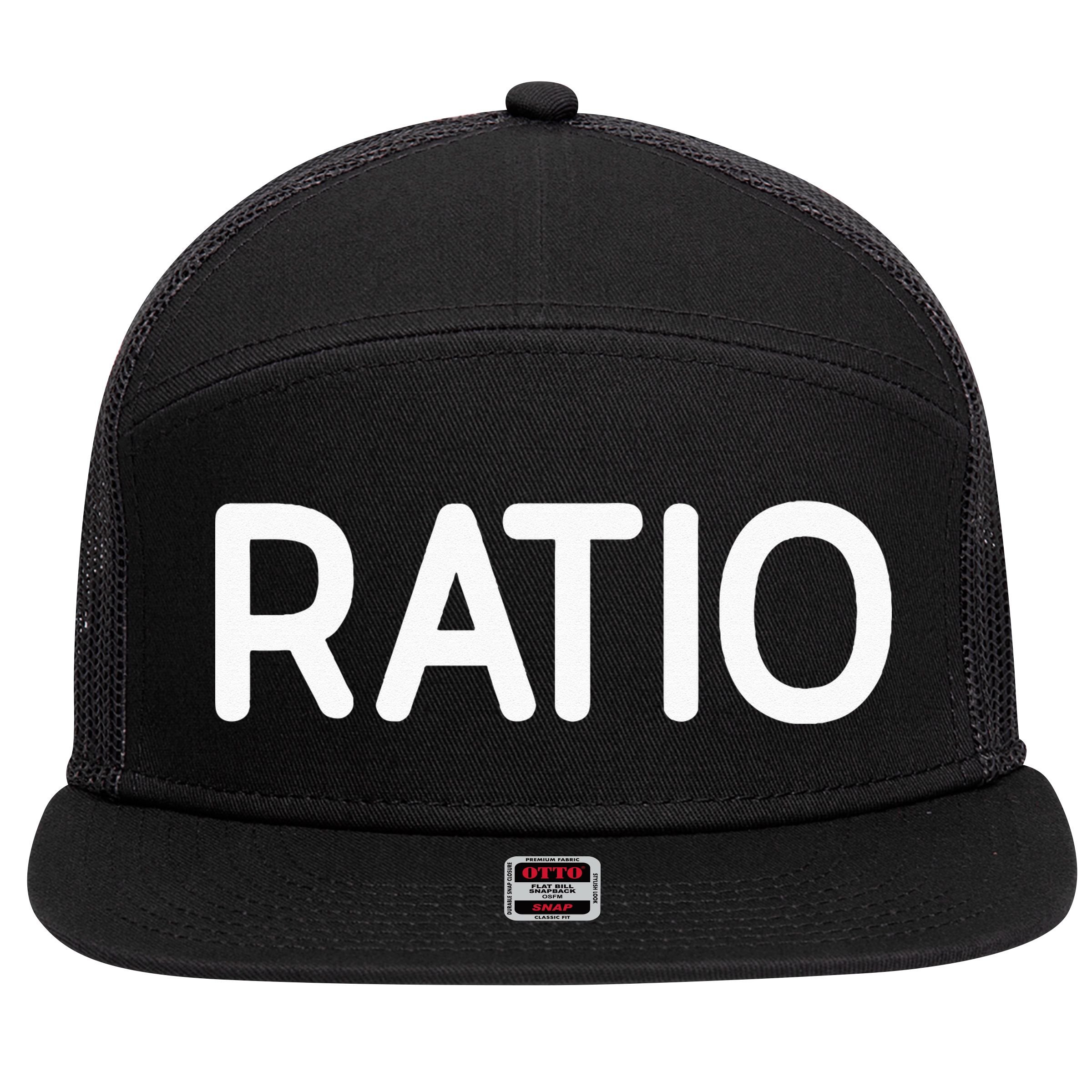 Ratio Funny Jokes Sarcastic 7 Panel Mesh Trucker Snapback Hat