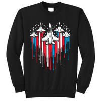 Retro Fighter Jet Airplane American Flag Heart 4th Of July Tall Sweatshirt