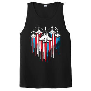 Retro Fighter Jet Airplane American Flag Heart 4th Of July PosiCharge Competitor Tank