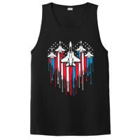 Retro Fighter Jet Airplane American Flag Heart 4th Of July PosiCharge Competitor Tank