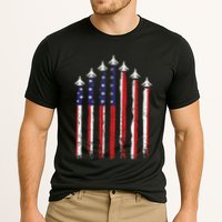 Retro Fighter Jet Airplane Usa Flag 4th Of July Patriotic Cooling Performance Crew T-Shirt