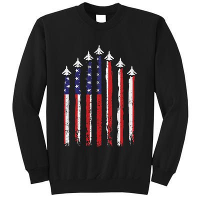 Retro Fighter Jet Airplane Usa Flag 4th Of July Patriotic Sweatshirt
