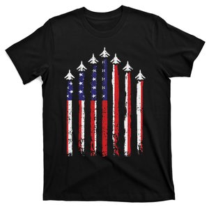 Retro Fighter Jet Airplane Usa Flag 4th Of July Patriotic T-Shirt