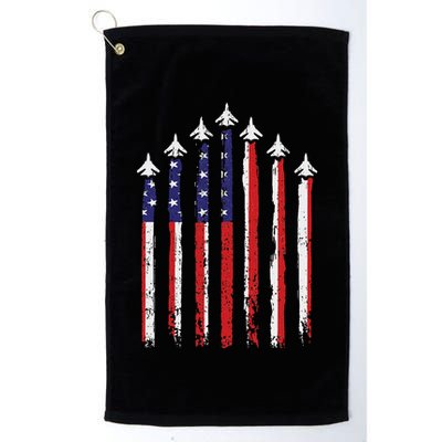 Retro Fighter Jet Airplane Usa Flag 4th Of July Patriotic Golf Towel