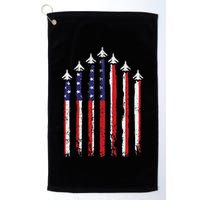 Retro Fighter Jet Airplane Usa Flag 4th Of July Patriotic Golf Towel