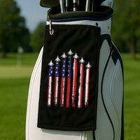 Retro Fighter Jet Airplane Usa Flag 4th Of July Patriotic Golf Towel