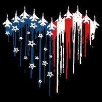 Retro Fighter Jet Airplane American Flag Heart 4th Of July 7-Panel Snapback Hat