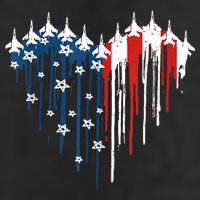 Retro Fighter Jet Airplane American Flag Heart 4th Of July Golf Towel