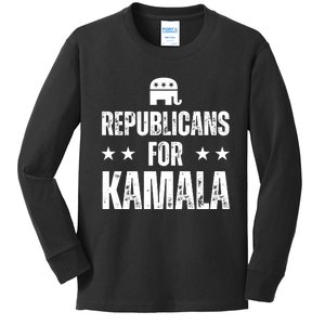 Republicans For Kamala Harris Kids Long Sleeve Shirt