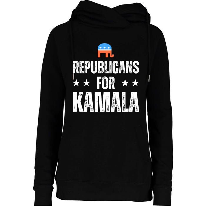 Republicans For Kamala Harris Womens Funnel Neck Pullover Hood