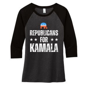 Republicans For Kamala Harris Women's Tri-Blend 3/4-Sleeve Raglan Shirt