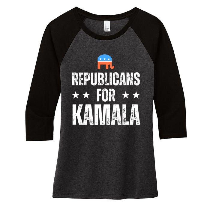 Republicans For Kamala Harris Women's Tri-Blend 3/4-Sleeve Raglan Shirt