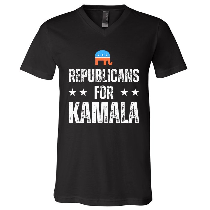 Republicans For Kamala Harris V-Neck T-Shirt