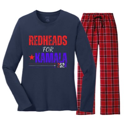 Redheads For Kamala 2024 Harris Walz Redheads For Kamala Women's Long Sleeve Flannel Pajama Set 