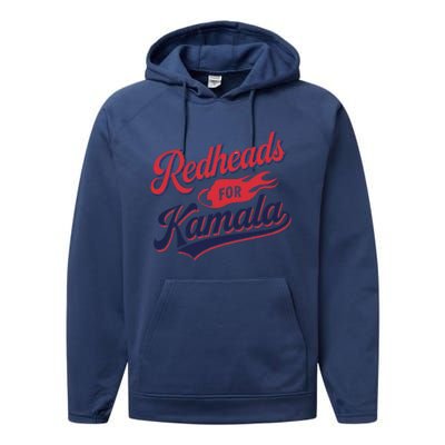 Redheads For Kamala 2024 Harris Walz Vintage Performance Fleece Hoodie