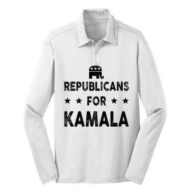 Republicans For Kamala Harris Silk Touch Performance Long Sleeve Polo