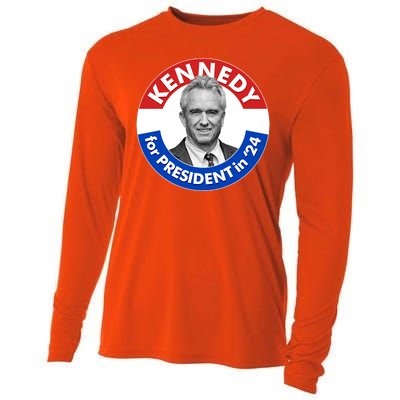 Robert F Kennedy Jr For President In 2024 Emblem Button Cooling Performance Long Sleeve Crew