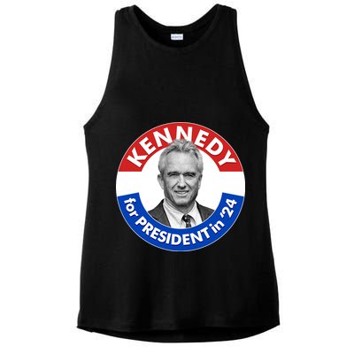 Robert F Kennedy Jr For President In 2024 Emblem Button Ladies PosiCharge Tri-Blend Wicking Tank