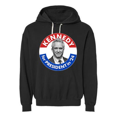 Robert F Kennedy Jr For President In 2024 Emblem Button Garment-Dyed Fleece Hoodie