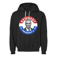 Robert F Kennedy Jr For President In 2024 Emblem Button Garment-Dyed Fleece Hoodie