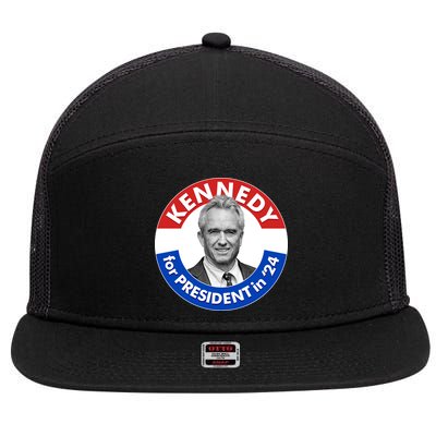 Robert F Kennedy Jr For President In 2024 Emblem Button 7 Panel Mesh Trucker Snapback Hat