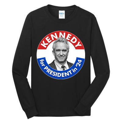 Robert F Kennedy Jr For President In 2024 Emblem Button Tall Long Sleeve T-Shirt