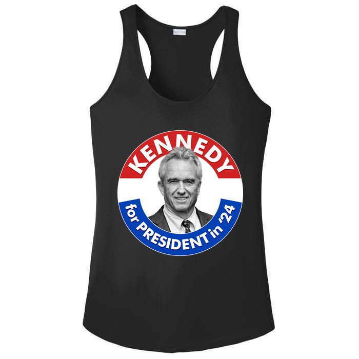 Robert F Kennedy Jr For President In 2024 Emblem Button Ladies PosiCharge Competitor Racerback Tank