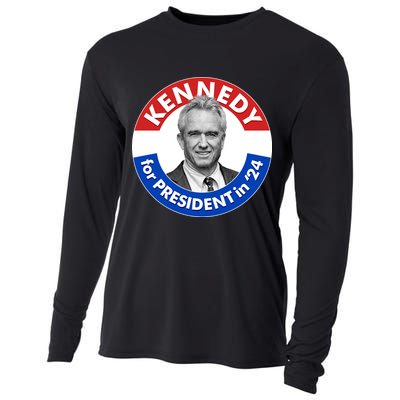Robert F Kennedy Jr For President In 2024 Emblem Button Cooling Performance Long Sleeve Crew