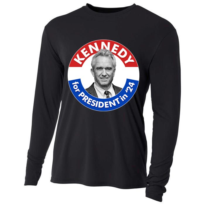 Robert F Kennedy Jr For President In 2024 Emblem Button Cooling Performance Long Sleeve Crew